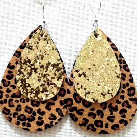 Whiskey Kiss Jewelry - Boho Vegan Leather Teardrop Dangle Earrings